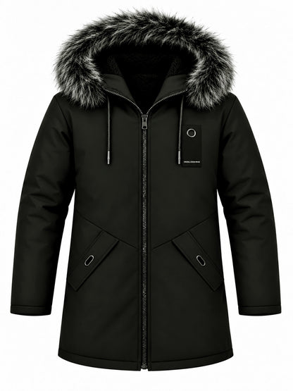 ✨Men's Windproof Hooded Thermal Mid-Length Parka Jacket
