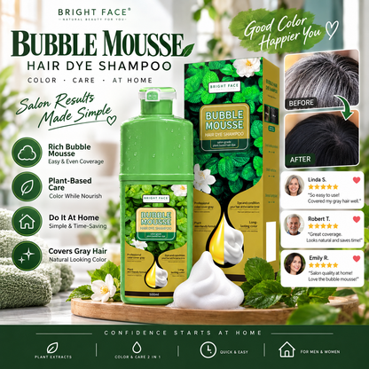 💈50% OFF NOW! Long-Lasting Plant-Based Foam Hair Dye, Bubble Mousse Hair Dye Shampoo, Easy At-Home Hair Color, Gentle Formula for Gray Hair Coverage