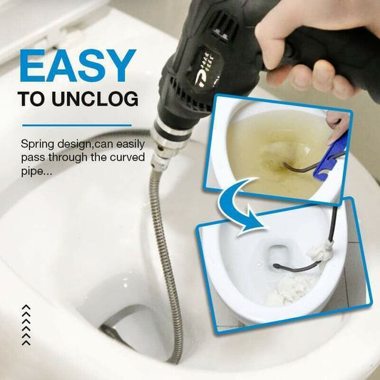 🚽Εξαιρετικά μακρύ ελατήριο καθαρισμού σωλήνων – συμβατό με ηλεκτρικές περιστροφικές κεφαλές⚡️