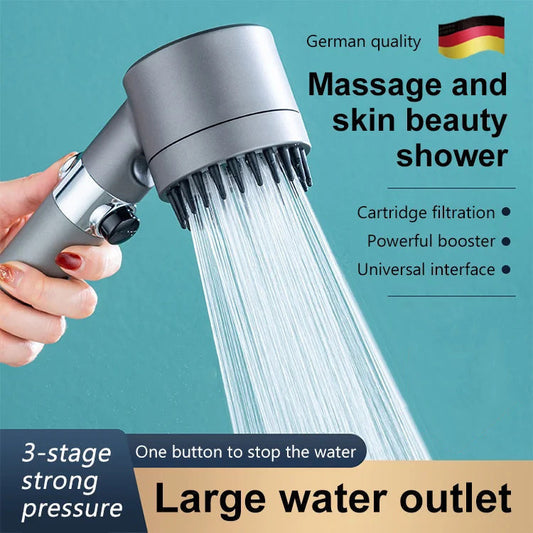 🚿 ✨ Πολυλειτουργικό Ντους - Μασάζ και Περιποίηση Δέρματος, 5 Ρυθμίσεις για Στιγμές Χαλάρωσης, Εύκολη Εγκατάσταση 🛁📦