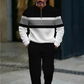 👖Ανδρικό σετ με τυπωμένο πλεκτό και παντελόνι — Άνετη εφαρμογή, casual εμφάνιση