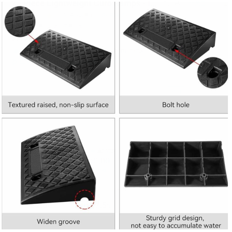 ♿50% OFF NOW! Portable Curb Ramp – Heavy Duty Non-Slip Rubber Threshold Ramp, Strong Compressive Capacity for Wheelchairs, Cars, Scooters & Steps Access