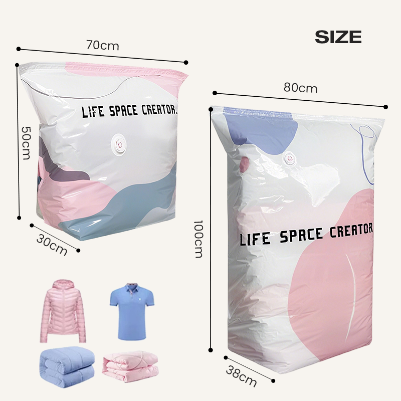 💥Increase storage space by 80%！No-Pump Large Vacuum Storage Compression Bags