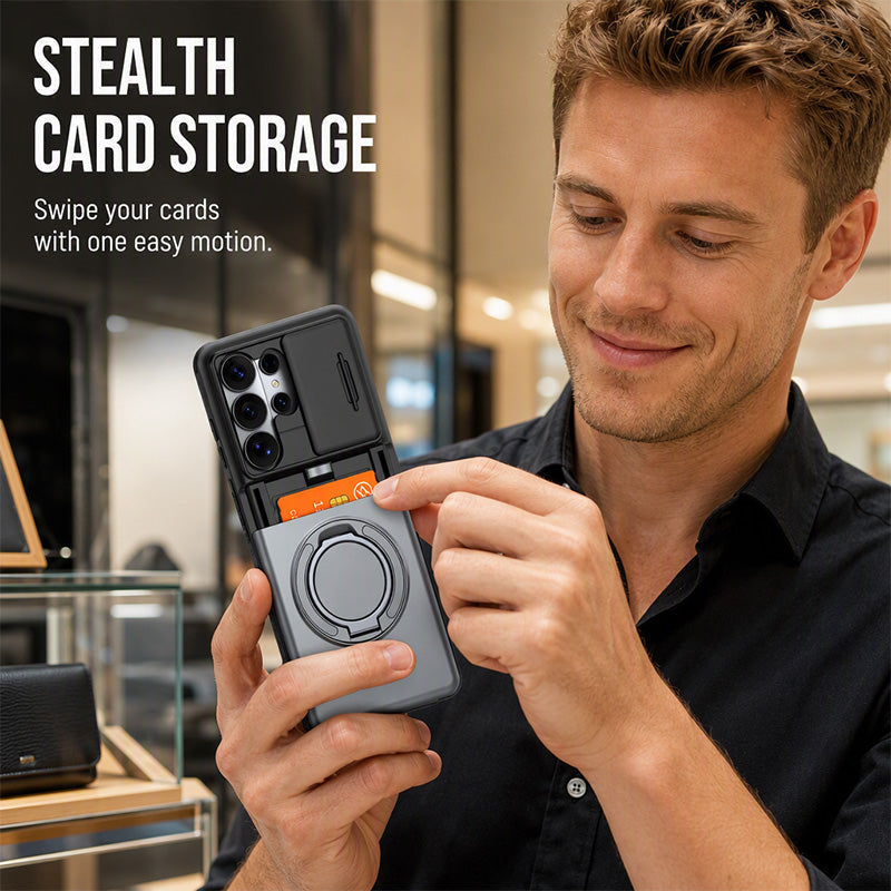 📱Limited Time Offer £9.99! 2‑in‑1 Shockproof Phone Case with Hidden Card Holder, Rugged Hybrid Protective Cover, Slide Camera Cover & 360° Rotatable Ring Stand Heavy‑Duty Phone Shell