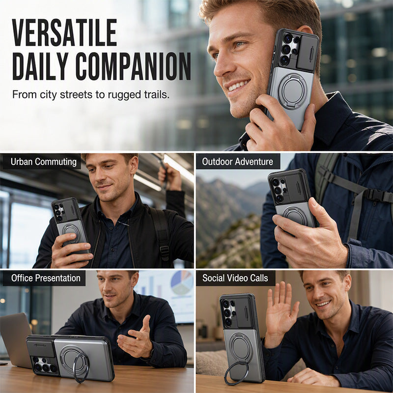 📱Limited Time Offer £9.99! 2‑in‑1 Shockproof Phone Case with Hidden Card Holder, Rugged Hybrid Protective Cover, Slide Camera Cover & 360° Rotatable Ring Stand Heavy‑Duty Phone Shell