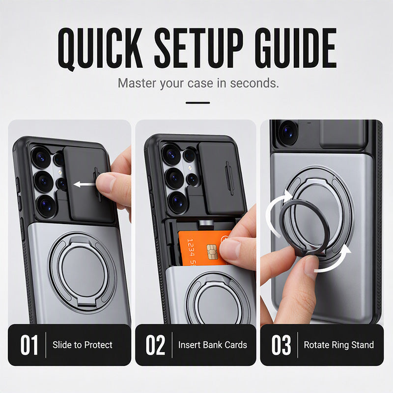 📱Limited Time Offer £9.99! 2‑in‑1 Shockproof Phone Case with Hidden Card Holder, Rugged Hybrid Protective Cover, Slide Camera Cover & 360° Rotatable Ring Stand Heavy‑Duty Phone Shell