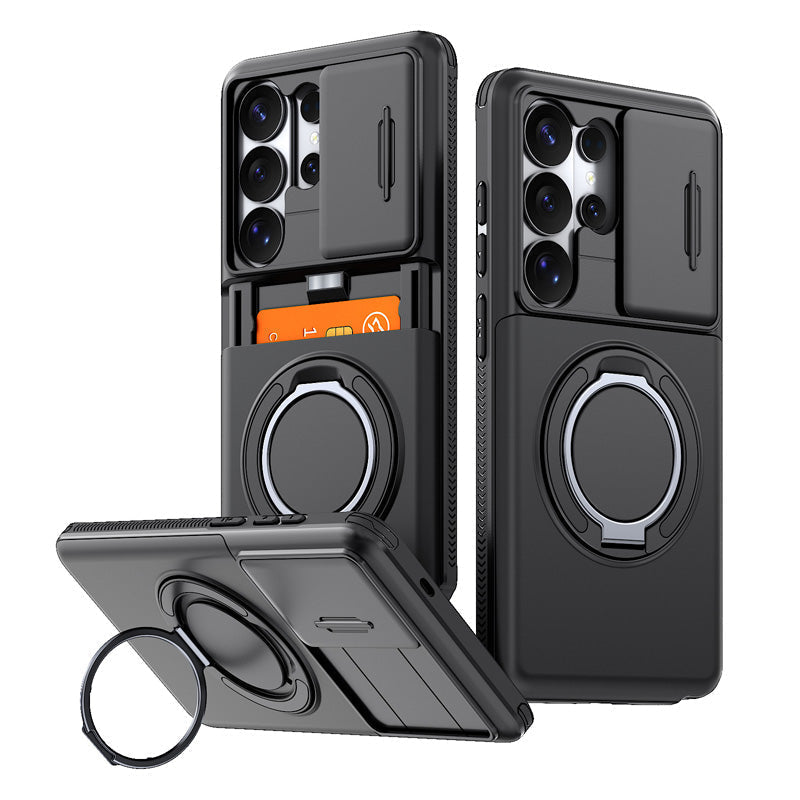 📱Limited Time Offer £9.99! 2‑in‑1 Shockproof Phone Case with Hidden Card Holder, Rugged Hybrid Protective Cover, Slide Camera Cover & 360° Rotatable Ring Stand Heavy‑Duty Phone Shell
