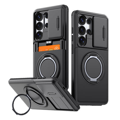 📱Limited Time Offer £9.99! 2‑in‑1 Shockproof Phone Case with Hidden Card Holder, Rugged Hybrid Protective Cover, Slide Camera Cover & 360° Rotatable Ring Stand Heavy‑Duty Phone Shell