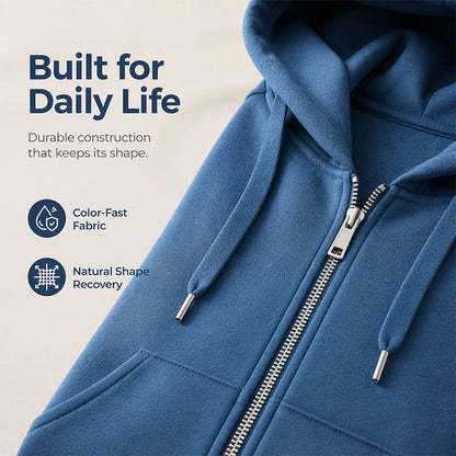 Women Mid-Length Hooded Sweatshirt Jacket Casual Zip Up Cardigan Coat with Pockets