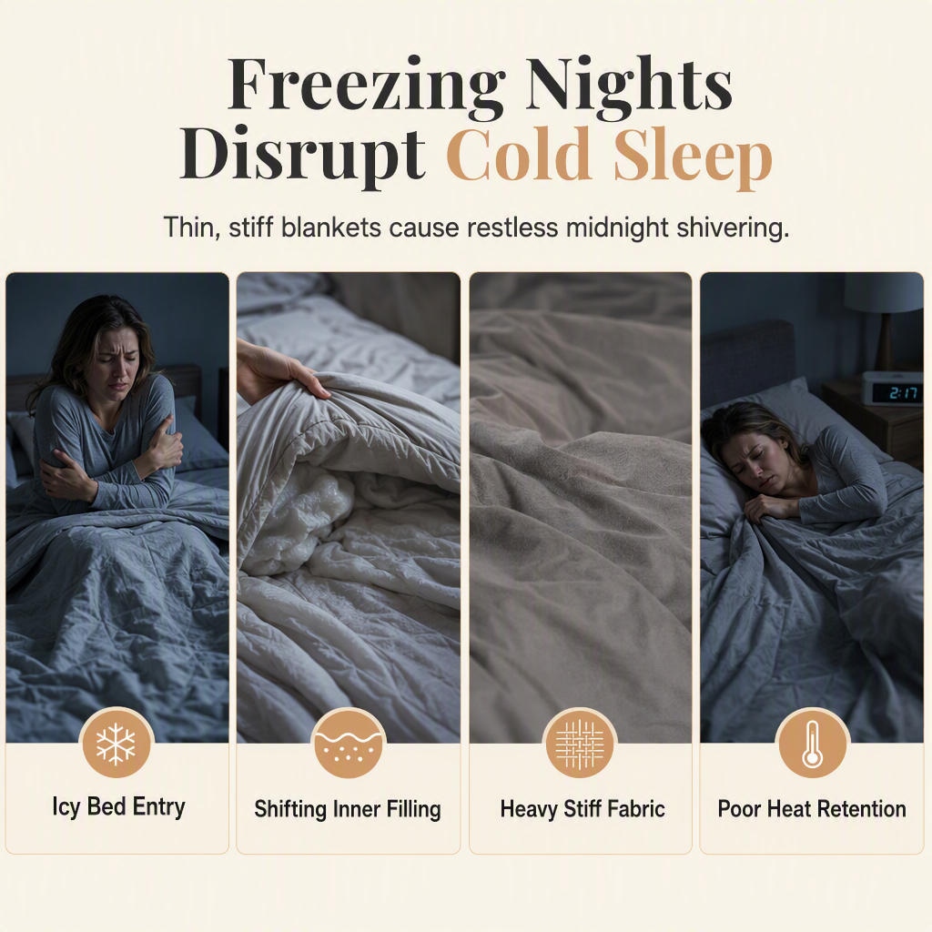 ⏳Limited-time 50% off⏰🛌 Double-Sided Sherpa Fleece Comforter – Thick Warm Winter Quilt, Soft Velvet Feel | Cozy Bedroom Bedding for Ultimate Comfort❄️