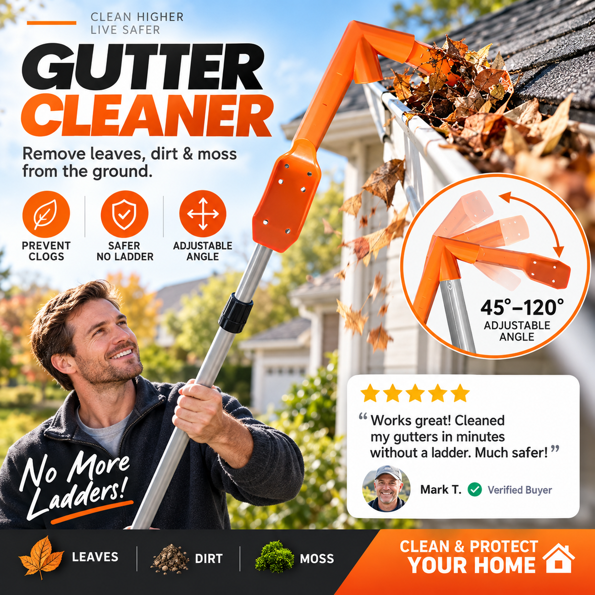 🔧 LIMITED‑TIME 50% OFF! ✨ No-Climb Gutter Cleaning Tool