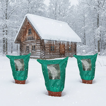 🌱 Winter Plant Cover — Freeze Protection, Zipper & Drawstring, Clear Window
