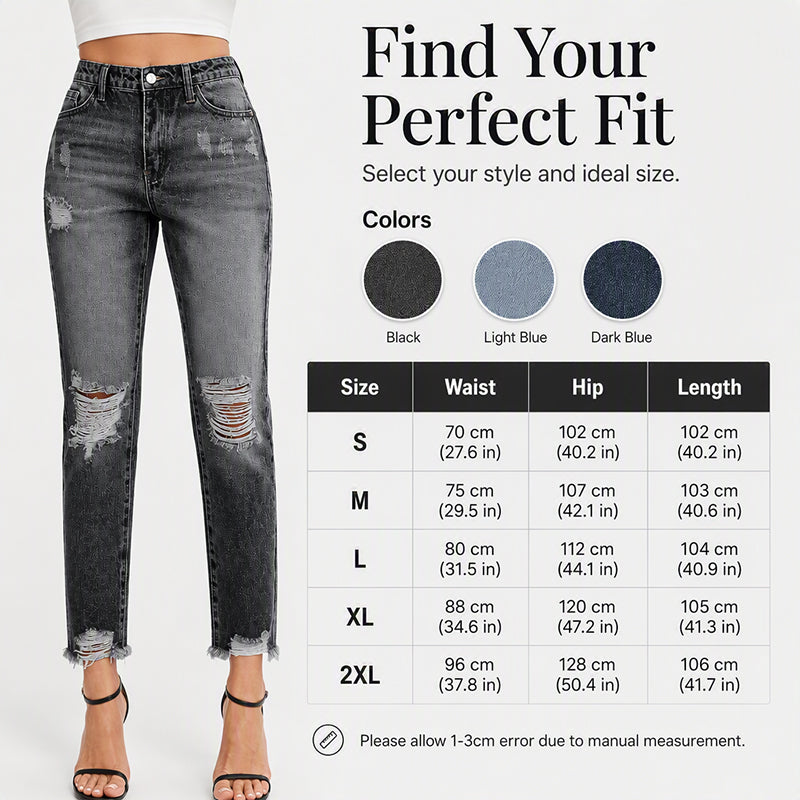 ⏰💖Black Friday Mega Deal – 50% off!💖👖 Vintage Edge, Effortless Style | Women's Distressed Ripped Jeans