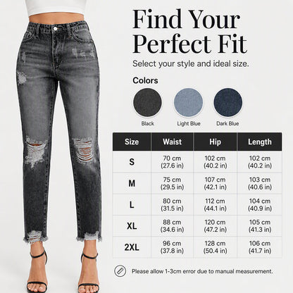 ⏰💖Black Friday Mega Deal – 50% off!💖👖 Vintage Edge, Effortless Style | Women's Distressed Ripped Jeans