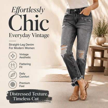 ⏰💖Black Friday Mega Deal – 50% off!💖👖 Vintage Edge, Effortless Style | Women's Distressed Ripped Jeans