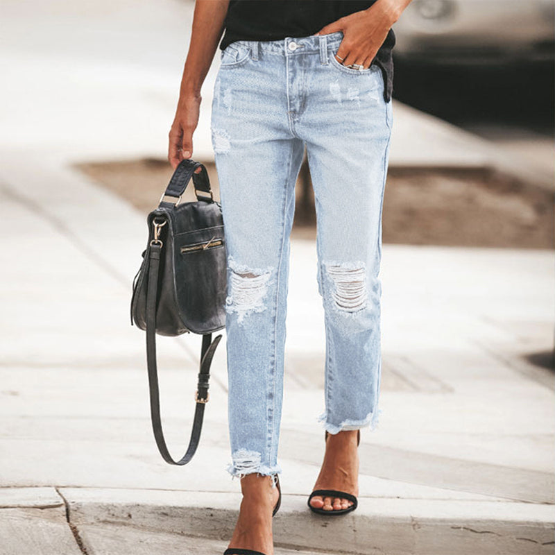 ⏰💖Black Friday Mega Deal – 50% off!💖👖 Vintage Edge, Effortless Style | Women's Distressed Ripped Jeans