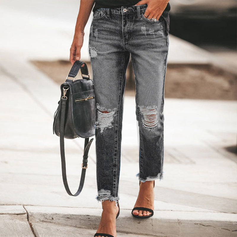⏰💖Black Friday Mega Deal – 50% off!💖👖 Vintage Edge, Effortless Style | Women's Distressed Ripped Jeans