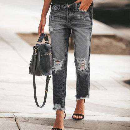 ⏰💖Black Friday Mega Deal – 50% off!💖👖 Vintage Edge, Effortless Style | Women's Distressed Ripped Jeans