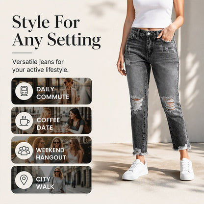⏰💖Black Friday Mega Deal – 50% off!💖👖 Vintage Edge, Effortless Style | Women's Distressed Ripped Jeans