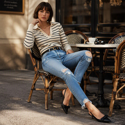 ⏰💖Black Friday Mega Deal – 50% off!💖👖 Vintage Edge, Effortless Style | Women's Distressed Ripped Jeans