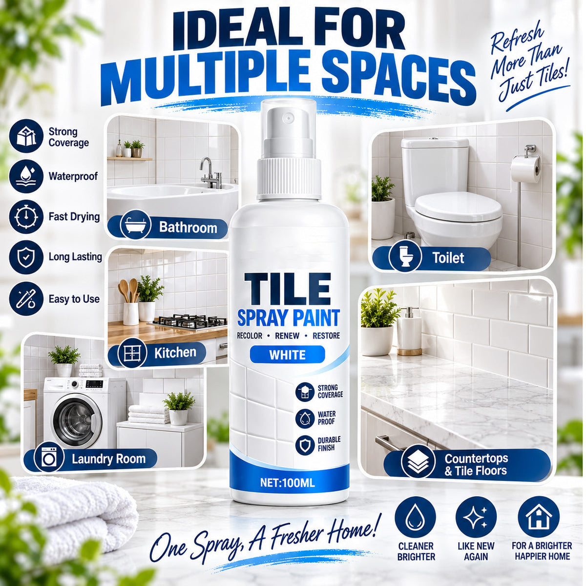 Refresh Any Tile Instantly! No-Mess Spray-On Color Coat