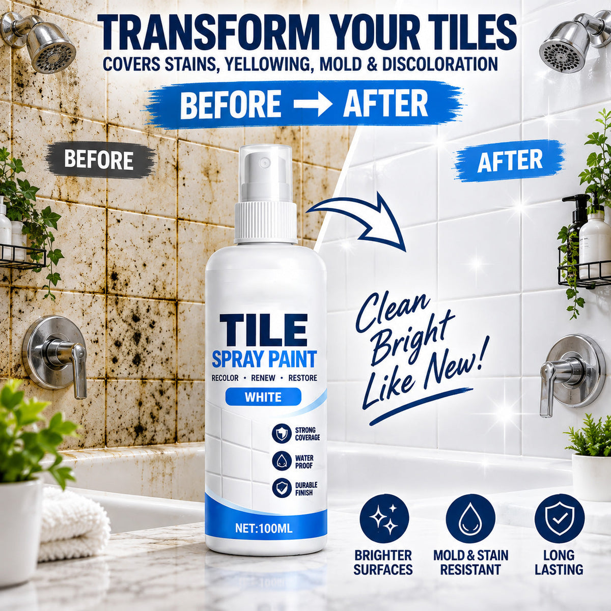 Refresh Any Tile Instantly! No-Mess Spray-On Color Coat