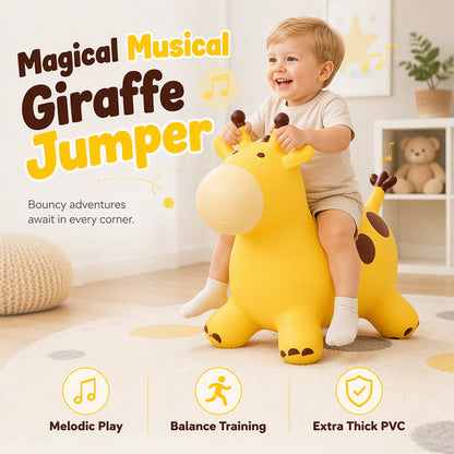 🎃Halloween Deal 50% OFF!🦒Musical Giraffe Bouncy Hopper – Inflatable Kids’ Ride-On Toy