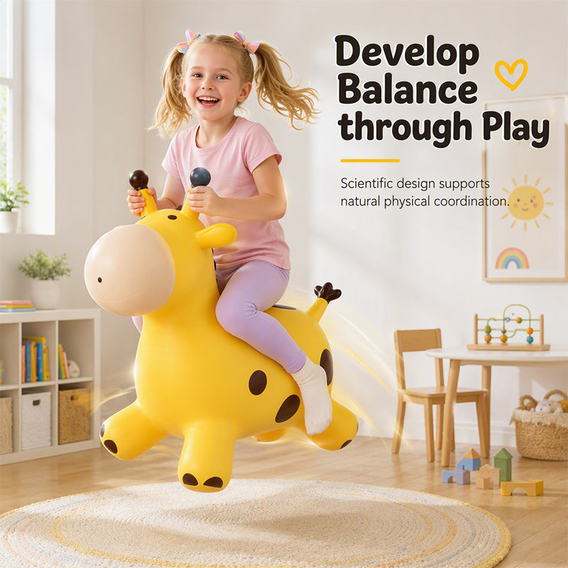 🎃Halloween Deal 50% OFF!🦒Musical Giraffe Bouncy Hopper – Inflatable Kids’ Ride-On Toy