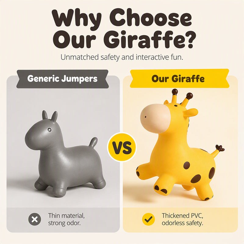 🎃Halloween Deal 50% OFF!🦒Musical Giraffe Bouncy Hopper – Inflatable Kids’ Ride-On Toy