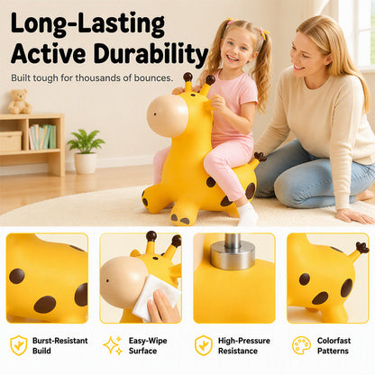 🎃Halloween Deal 50% OFF!🦒Musical Giraffe Bouncy Hopper – Inflatable Kids’ Ride-On Toy