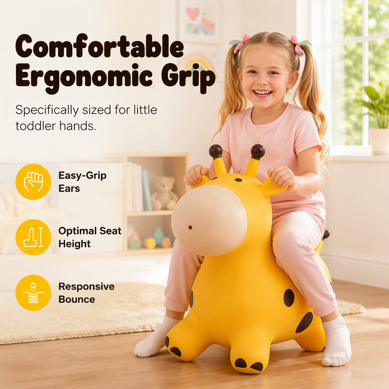 🎃Halloween Deal 50% OFF!🦒Musical Giraffe Bouncy Hopper – Inflatable Kids’ Ride-On Toy