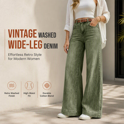 ✨ Vintage Wide-Leg Jeans 💙 High Waist Comfort & Timeless Style