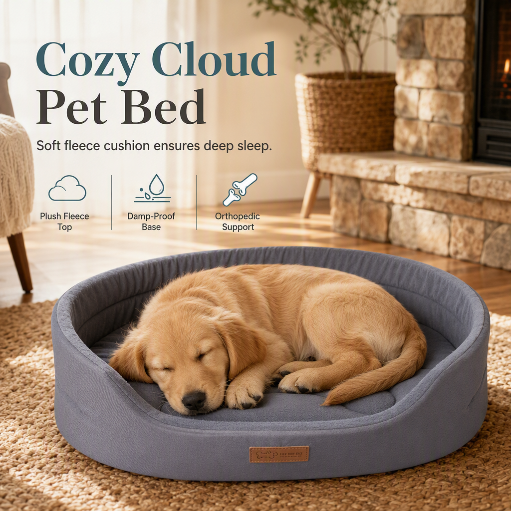 📢📢50% OFF !! ⏰Detachable Oval Pet Bed with Non-Slip Bottom for Dogs Cats