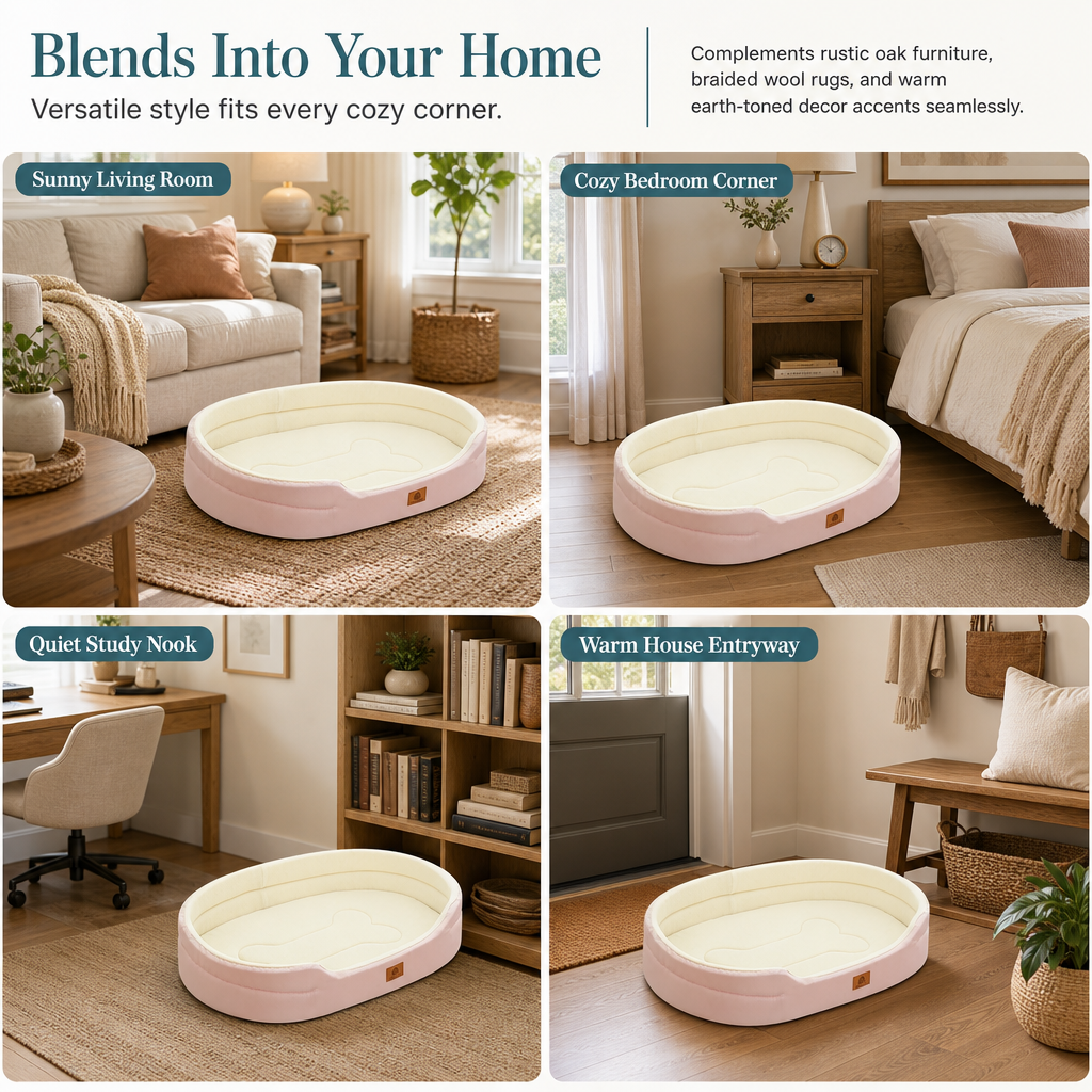 📢📢50% OFF !! ⏰Detachable Oval Pet Bed with Non-Slip Bottom for Dogs Cats