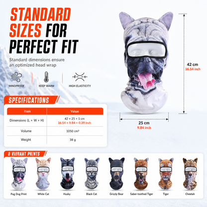 📢📢50% OFF !! ⏰ Animal Print Windproof Balaclava Face Mask 😜 Warm Outdoor Winter Gear