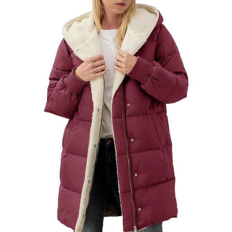 🔥  Women's Mid-Length Padded Coat with Hood