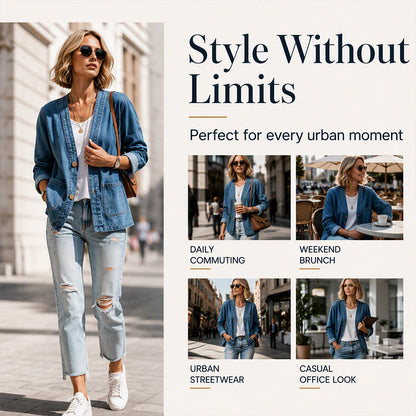 🖤Black Friday Sale:50% OFF🖤 ✨Women's Casual V-Neck Denim Cardigan A